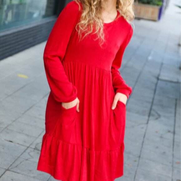 HAPTICS Lady In Red Hacci Fit & Flare Ruffle Dress 2X - Picture 3 of 7